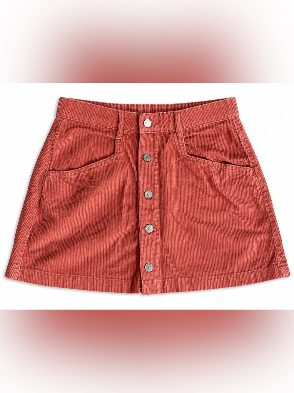 Free People Ray Cord Mini Skirt Myrrh Terracotta Size 8 - Picture 3 of 12